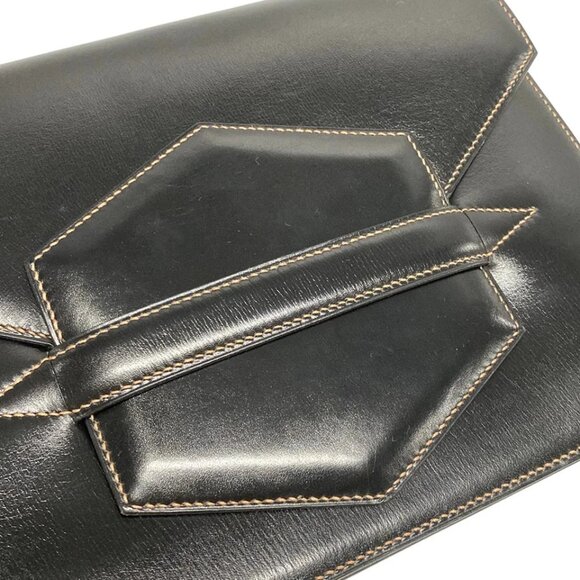 HERMES Fako Black Box Calf Circle I Clutch Bag 498-082625 - Picture 10 of 16